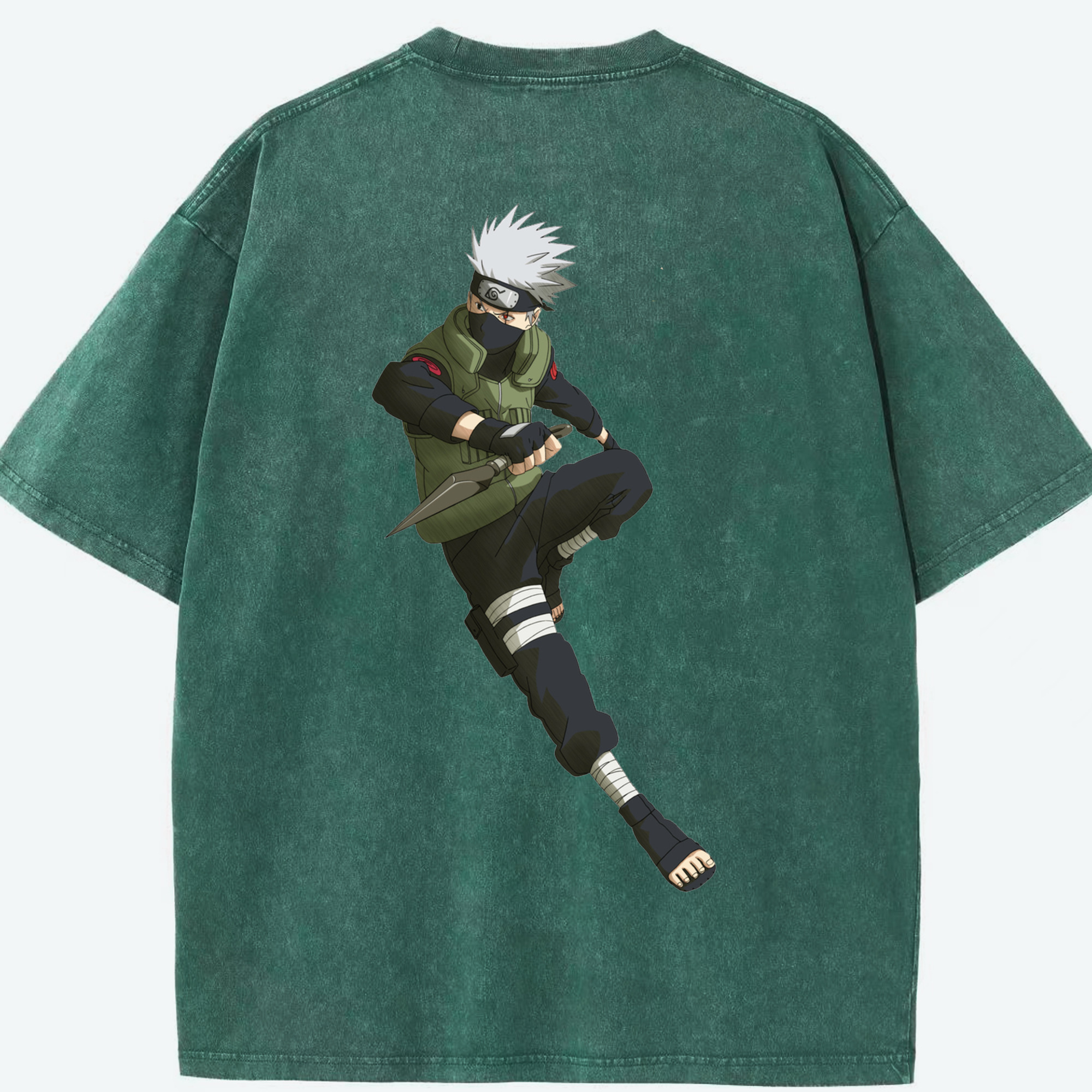 （画像用） NARUTO -ナルト- はたけ カカシ Hatake Kakashi 綿100% ヴィンテージ風 半袖Tシャツ（背面プリント）